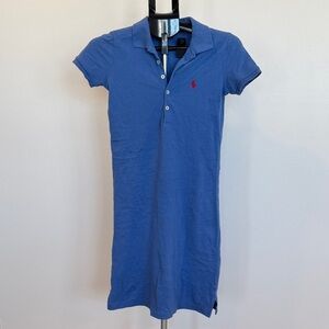 Ralph Lauren Sport Womens Blue Polo Shirt Dress Sz XS Preppy Academia Casual